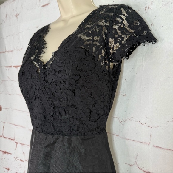 NOIR by Lazaro Black Chantilly Lace Silk Organza Formal Evening Gown Size 12 - Picture 15 of 16
